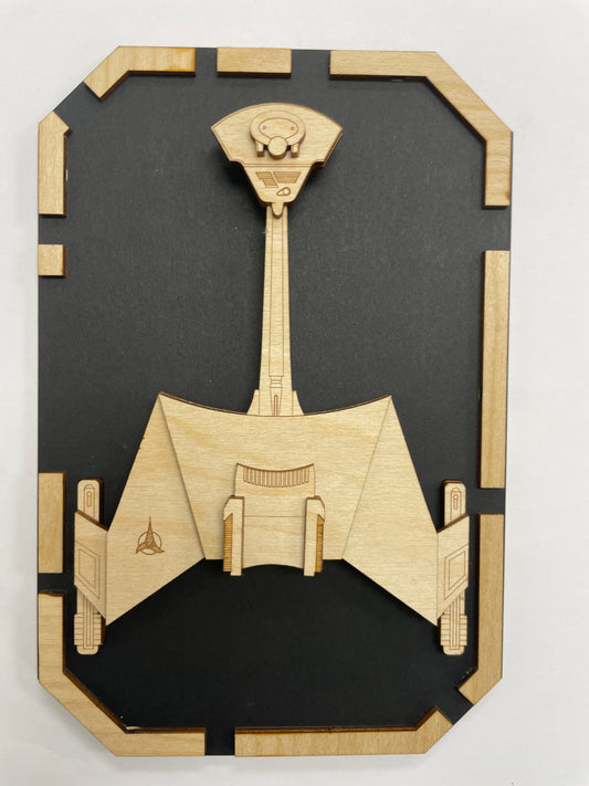 Klingon D-7 Battlecruiser - Wood Plaque