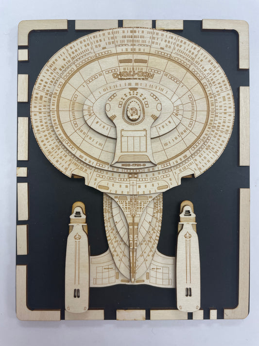 USS Enterprise NCC-1701-D - Wood Plaque
