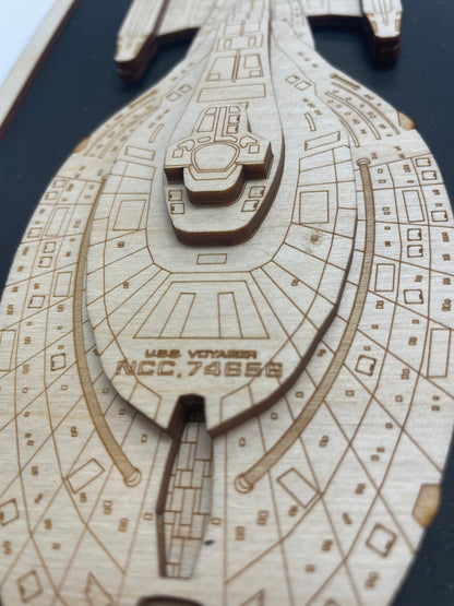 USS Voyager - Wood Plaque