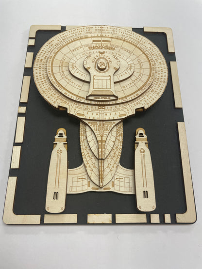 USS Enterprise NCC-1701-D - Wood Plaque