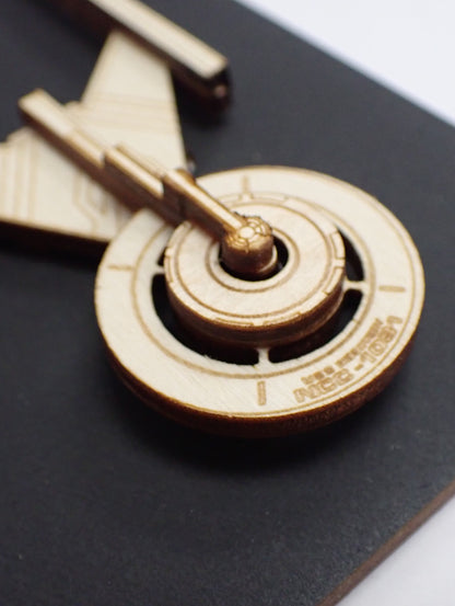 USS Discovery - Wood Mini Plaque