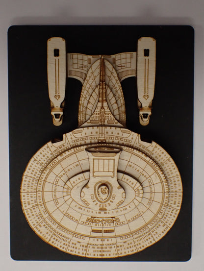 USS Enterprise NCC-1701-D - Wood Mini Plaque