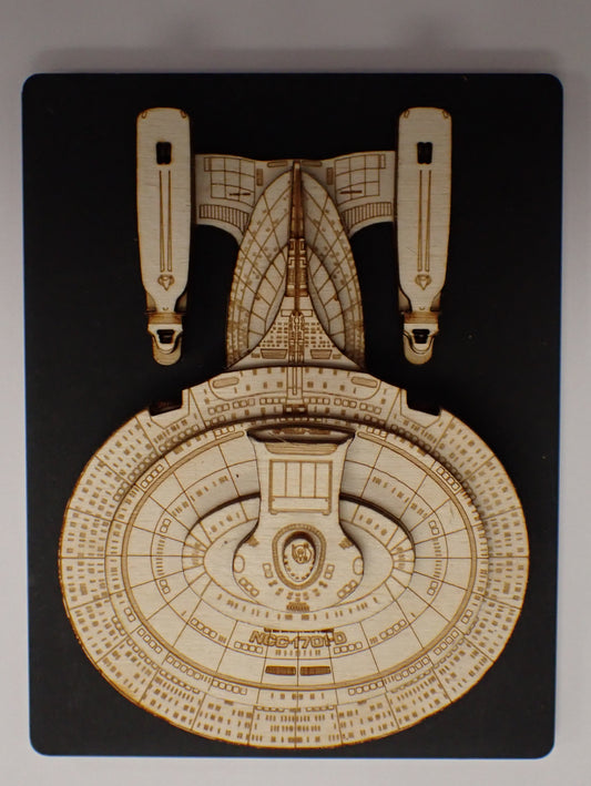 USS Enterprise NCC-1701-D - Wood Mini Plaque