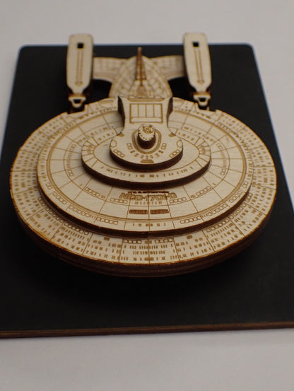 USS Enterprise NCC-1701-D - Wood Mini Plaque