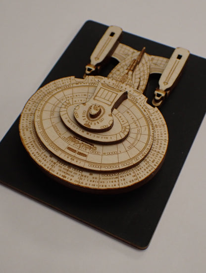 USS Enterprise NCC-1701-D - Wood Mini Plaque