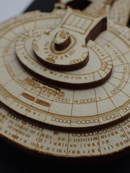 USS Enterprise NCC-1701-D - Wood Mini Plaque
