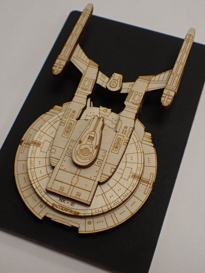 Enterprise NX-01 - Wood Mini Plaque