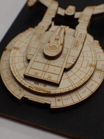 Enterprise NX-01 - Wood Mini Plaque
