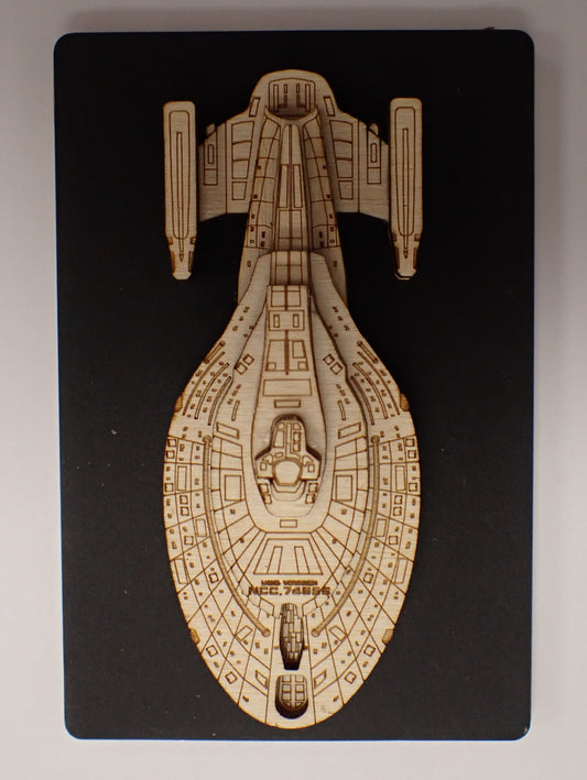 USS Voyager - Wood Mini Plaque