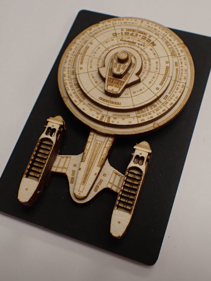 USS Enterprise NCC-1701-C - Wood Mini Plaque