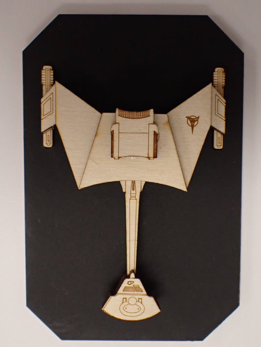 Klingon D-7 Battlecruiser - Wood Mini Plaque