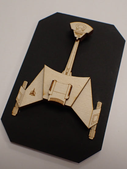 Klingon D-7 Battlecruiser - Wood Mini Plaque