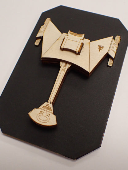 Klingon D-7 Battlecruiser - Wood Mini Plaque