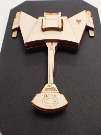 Klingon D-7 Battlecruiser - Wood Mini Plaque